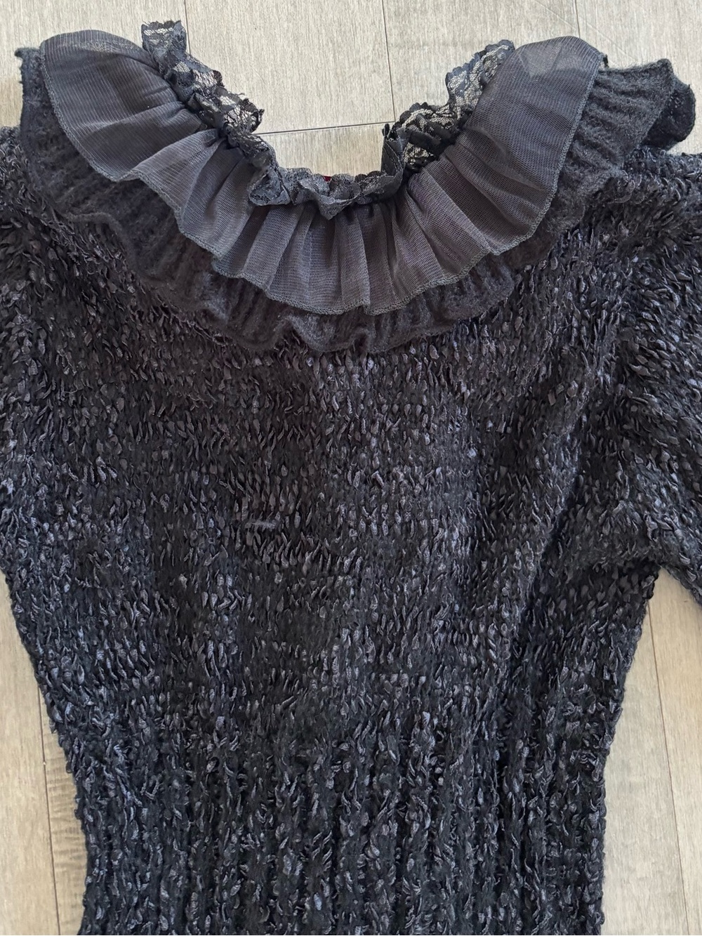 Pretty Angel Black Ruffle Trim Long Cardigan Sweater - Picture 10 of 12